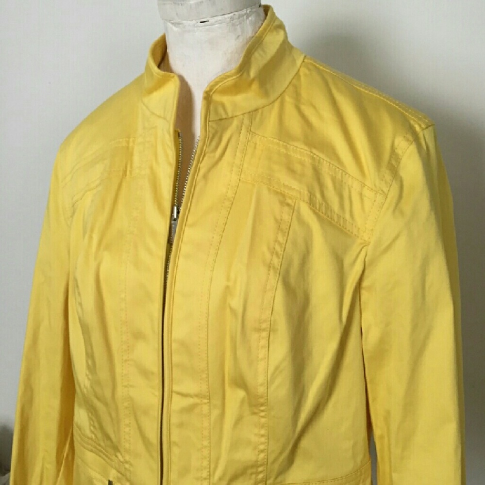 JONES NEW YORK Signature Yellow Zip Jacket Sz L